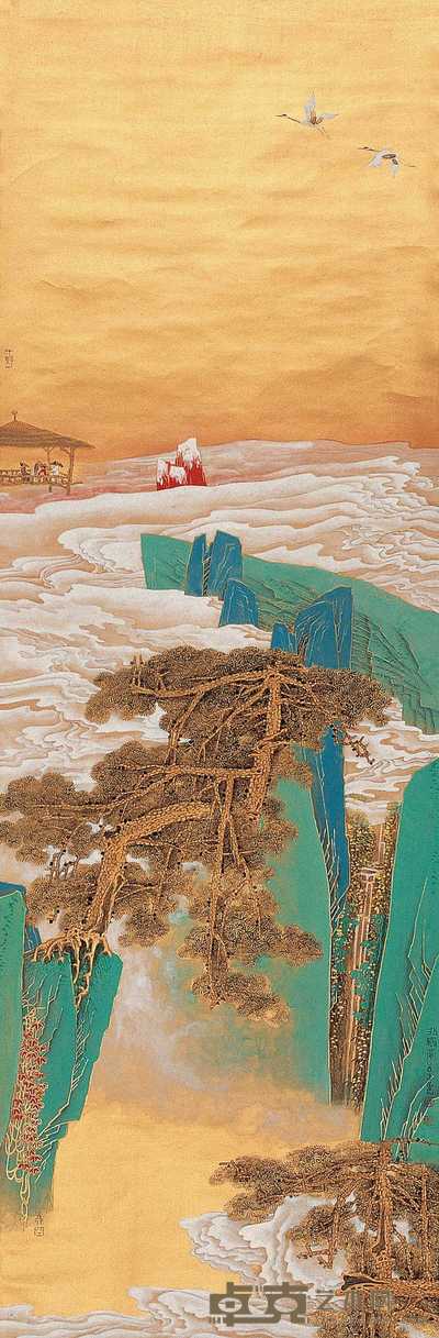 叶瑞琨 放鹤亭 立轴 135×44cm
